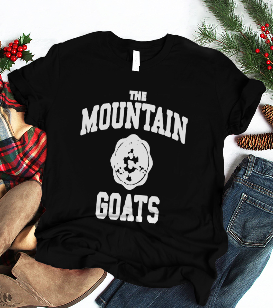 Mountain Goats Vintage White Text And Rose T-Shirt