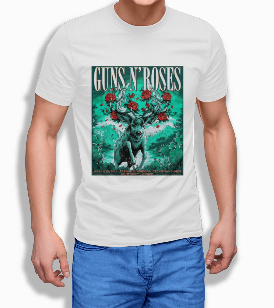 Guns N' Roses Monterrey March 28 2026 Tecate Pa'l Norte Parque Fundidora T-Shirt