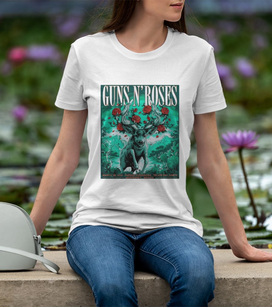 Guns N' Roses Monterrey March 28 2026 Tecate Pa'l Norte Parque Fundidora T-Shirt