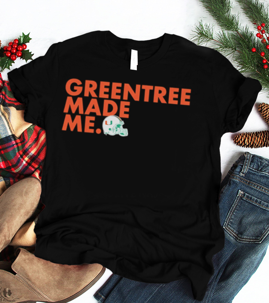 Miami Hurricanes Greentree Made Me Football Helmet T-Shirt