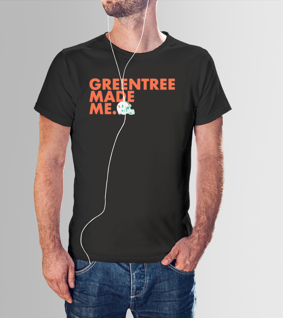 Miami Hurricanes Greentree Made Me Football Helmet T-Shirt