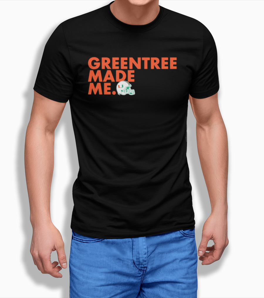 Miami Hurricanes Greentree Made Me Football Helmet T-Shirt