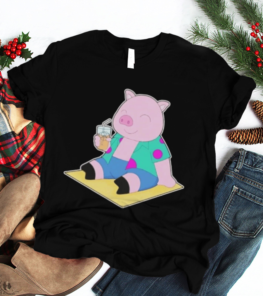 Pig Beach Beverage Summer Relaxation Fun T-Shirt