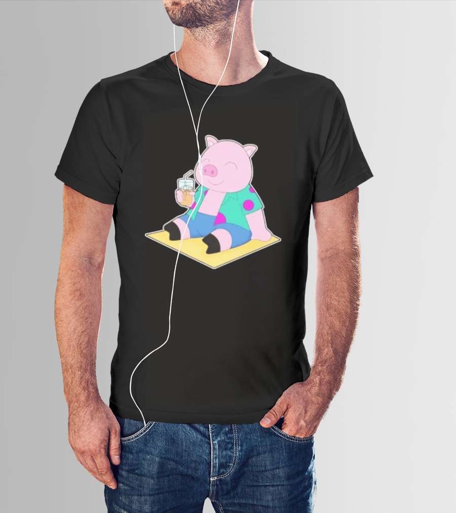 Pig Beach Beverage Summer Relaxation Fun T-Shirt