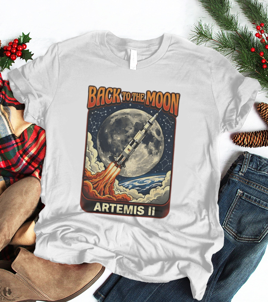 Back To The Moon Artemis II Rocket Launch Space Adventure T-Shirt