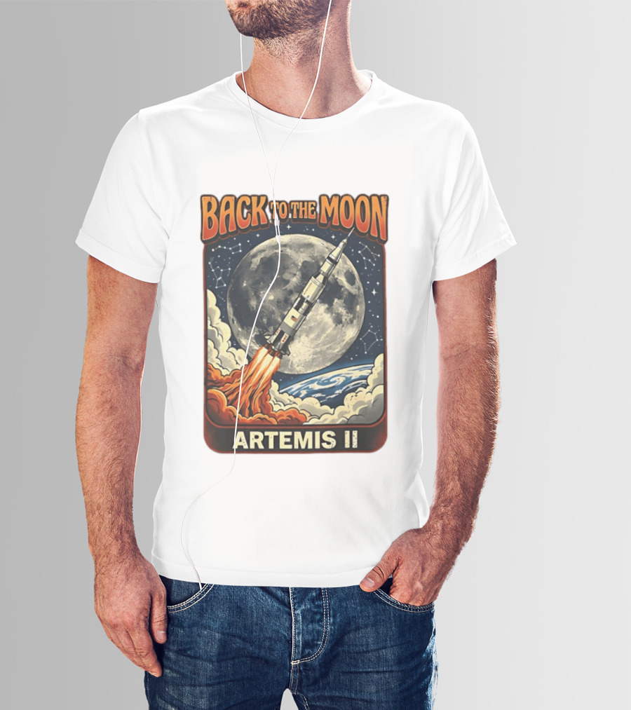 Back To The Moon Artemis II Rocket Launch Space Adventure T-Shirt