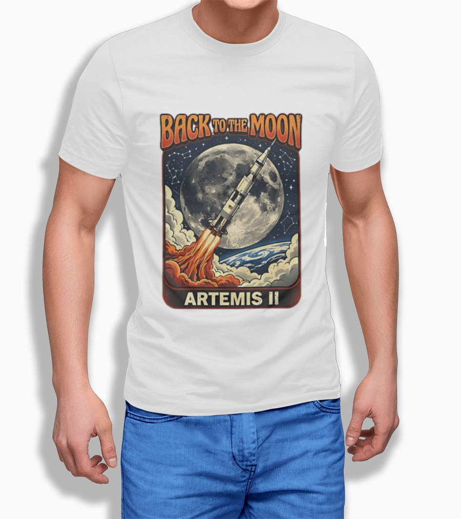 Back To The Moon Artemis II Rocket Launch Space Adventure T-Shirt