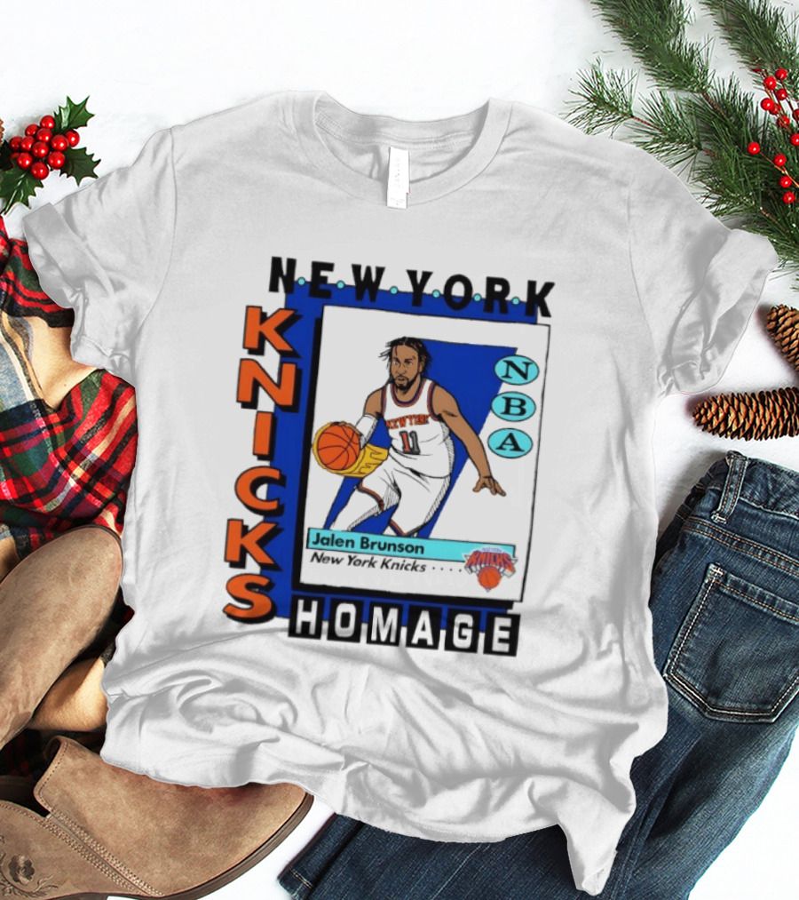Jalen Brunson New York Knicks NBA Homage Topps Trading Card T-Shirt