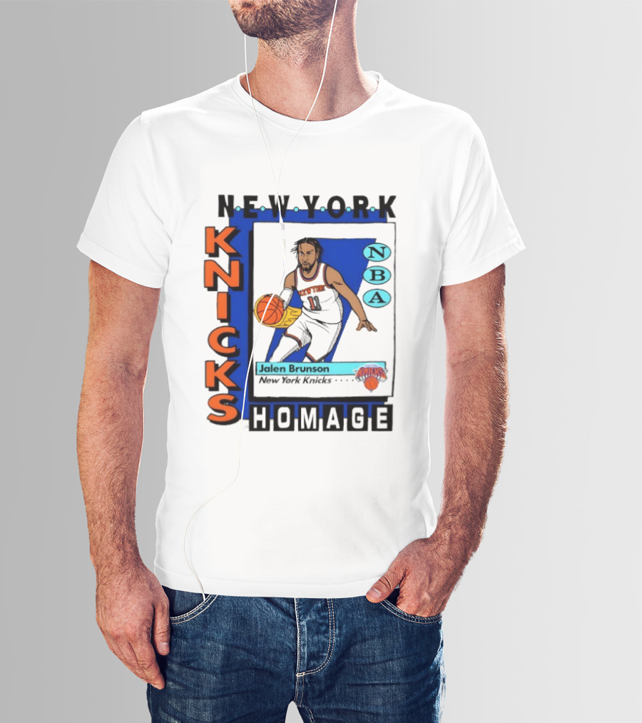 Jalen Brunson New York Knicks NBA Homage Topps Trading Card T-Shirt