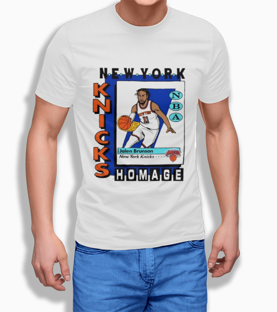 Jalen Brunson New York Knicks NBA Homage Topps Trading Card T-Shirt