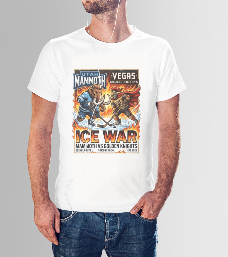 Utah Mammoth Vegas Golden Knights Ice War 2026 Playoffs Mobile Arena T-Shirt