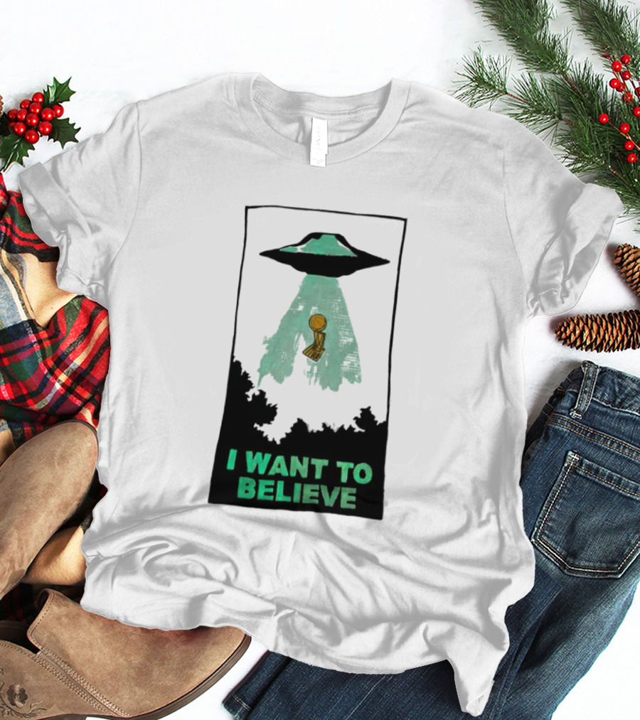 The X Files UFO I Want To Believe NBA Championship Trophy T-Shirt