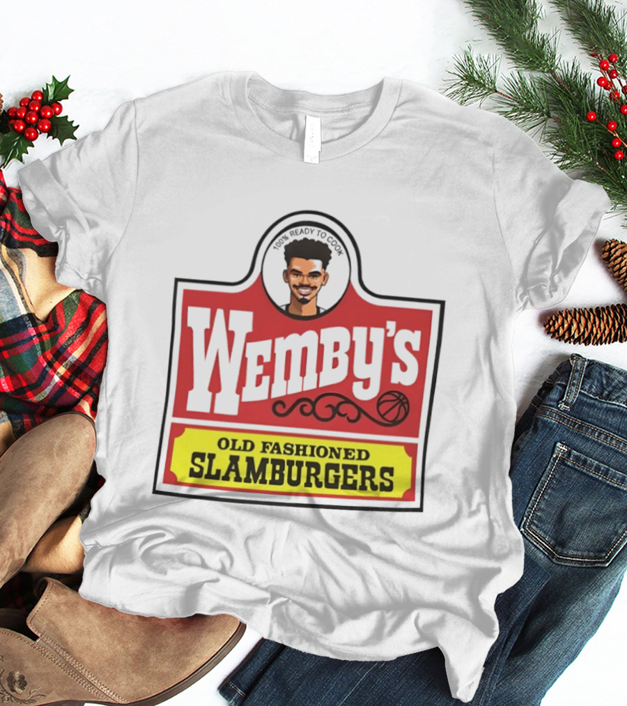 Wemby's Old Fashioned Slamburgers Spurs Basketball Cook T-Shirt