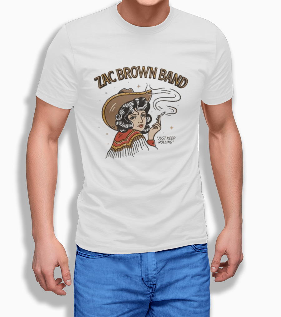 Zac Brown Band Just Keep Rolling Smoking Cowgirl 2026 420 Day T-Shirt