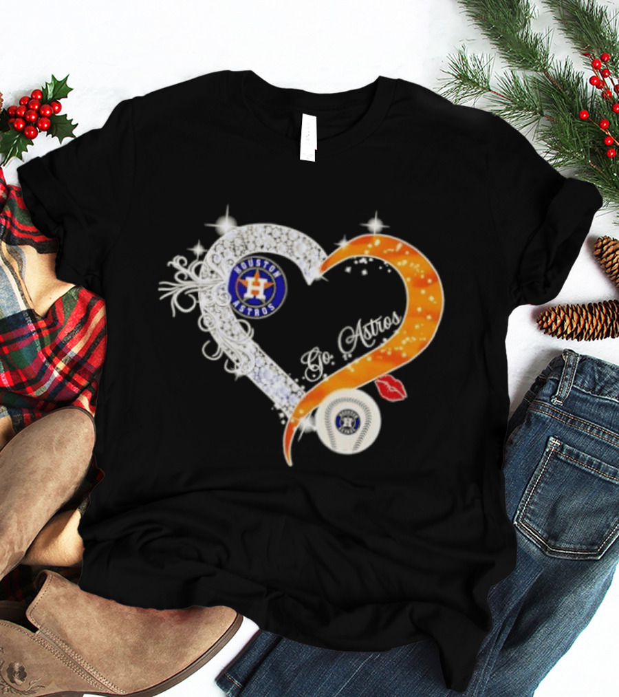 Houston Astros Heart Diamonds Baseball Love Astros T-Shirt