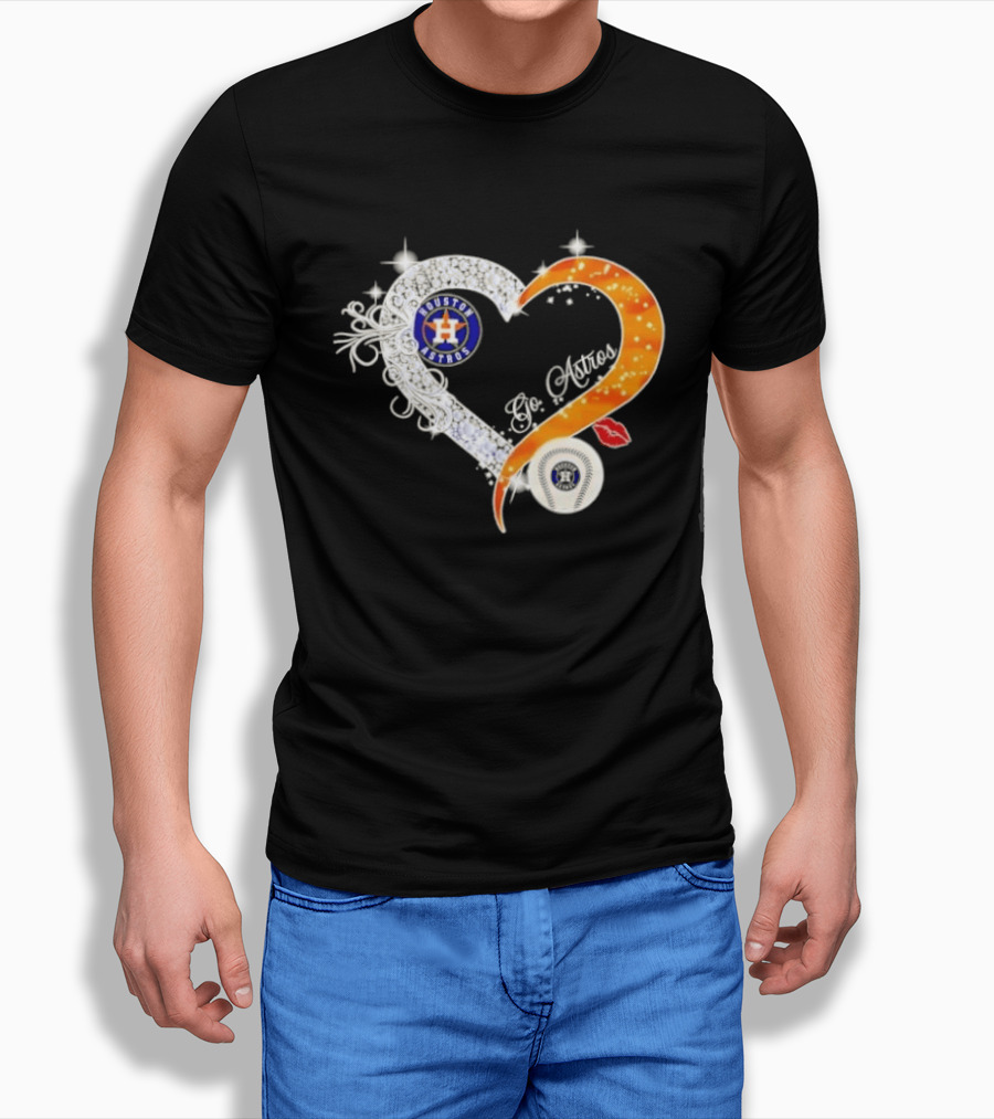 Houston Astros Heart Diamonds Baseball Love Astros T-Shirt