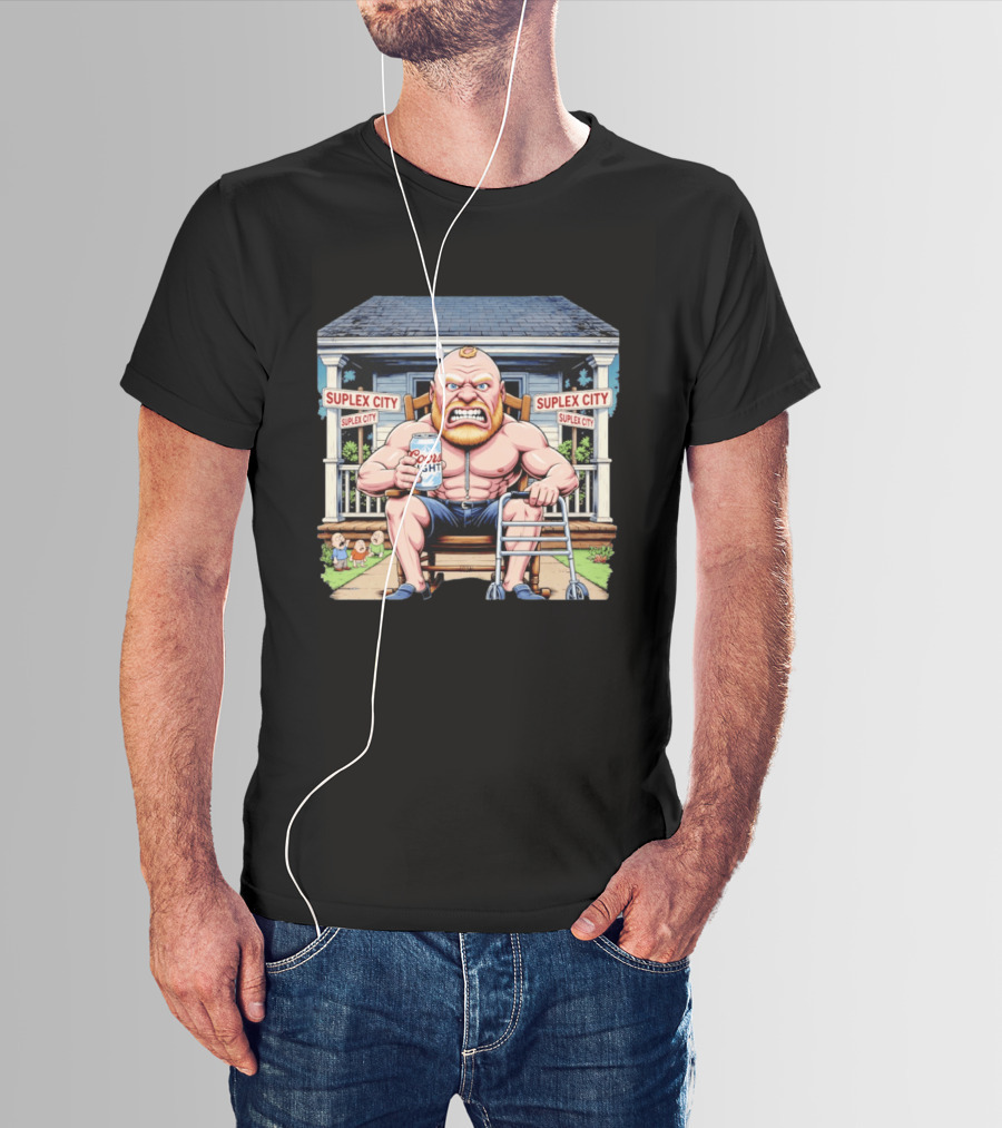 Retirement Suplex City Coors Light Angry Wrestler With Walker On Porch T-Shirt