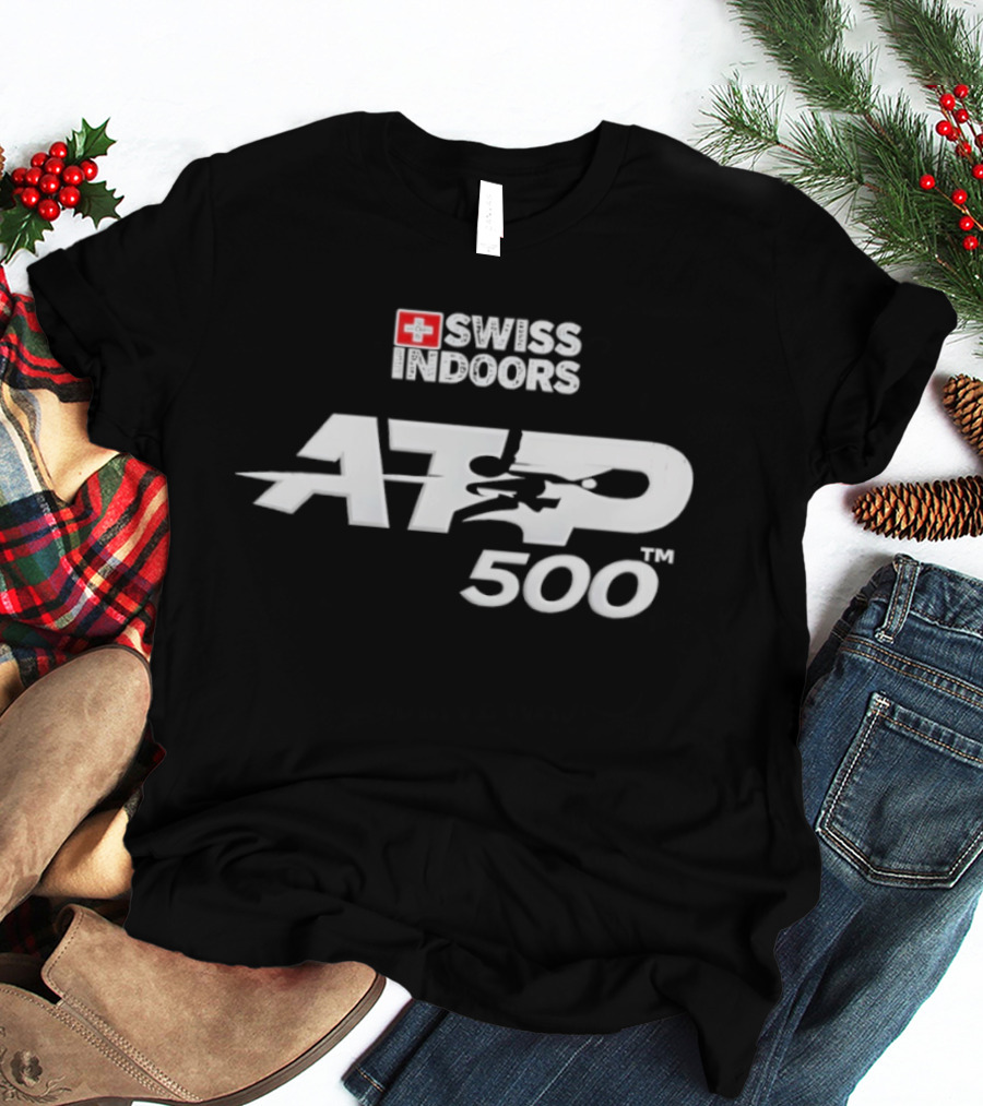 Swiss Indoors ATP 500 Tennis Tournament Logo With Swiss Cross T-Shirt