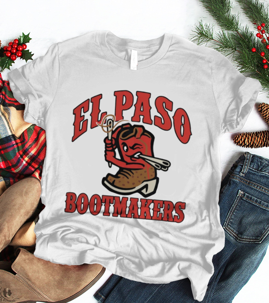 El Paso Bootmakers Winking Cowboy Boot Holding Lasso And Scissors T-Shirt