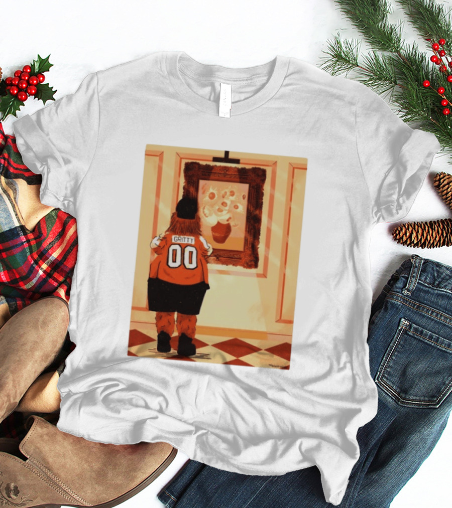 Gritty Philadelphia Flyers Meets Vincent Van Gogh Sunflowers Museum Exhibit T-Shirt