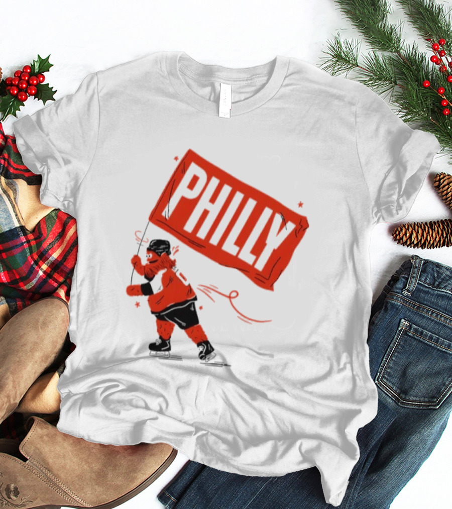 Gritty Philly Flag Philadelphia Flyers Hockey Rally Fan T-Shirt