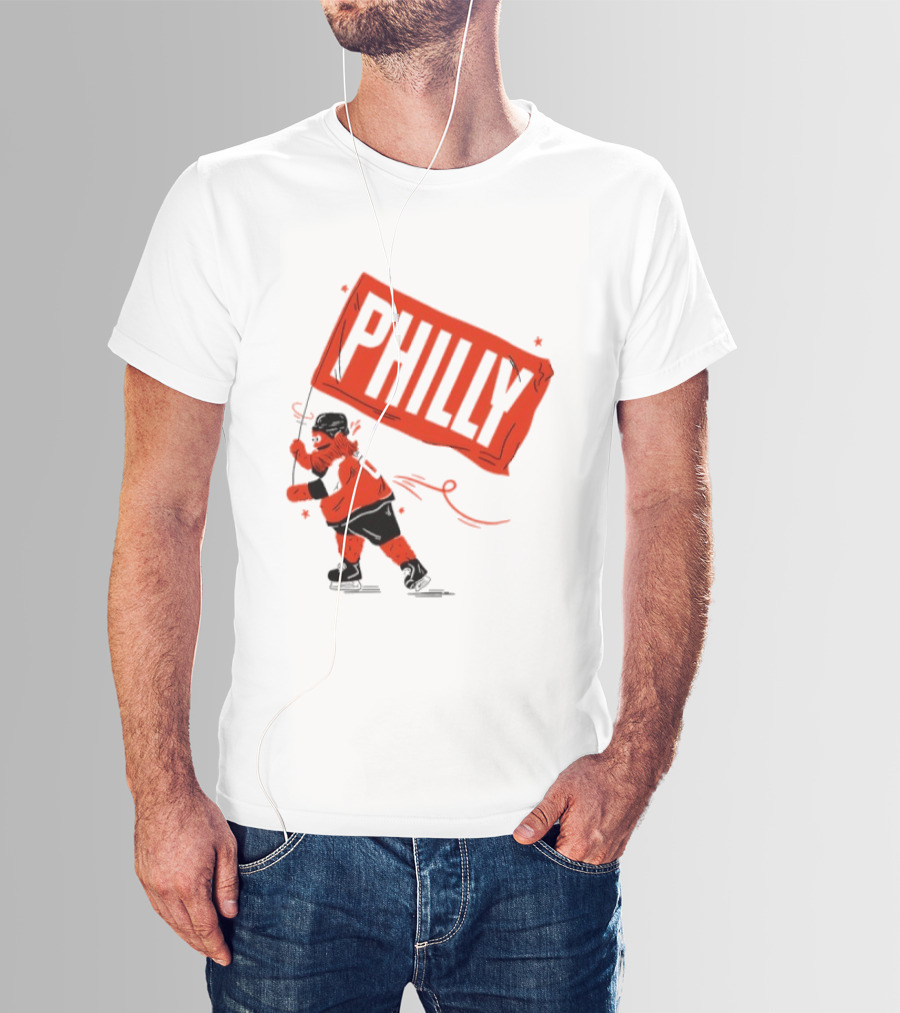 Gritty Philly Flag Philadelphia Flyers Hockey Rally Fan T-Shirt