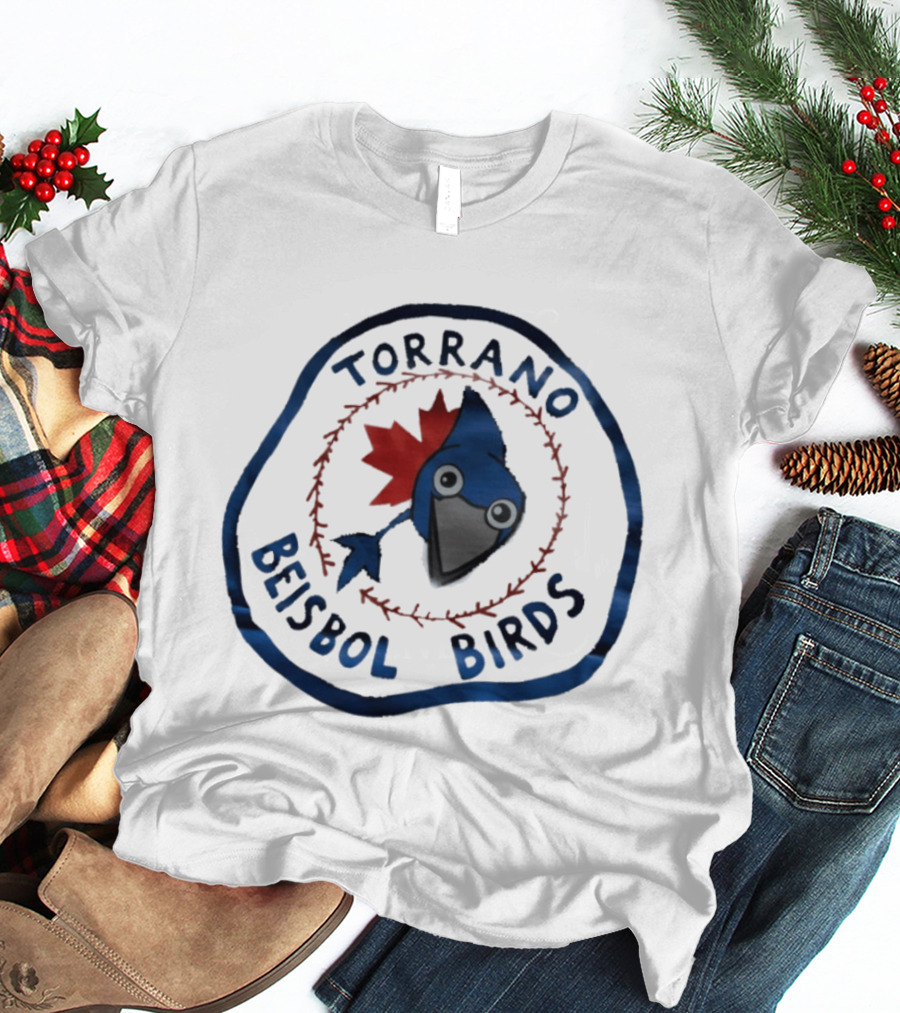 Torrano Beisbol Birds Blue Jay Red Maple Leaf Circle T-Shirt
