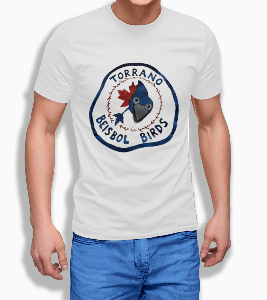 Torrano Beisbol Birds Blue Jay Red Maple Leaf Circle T-Shirt