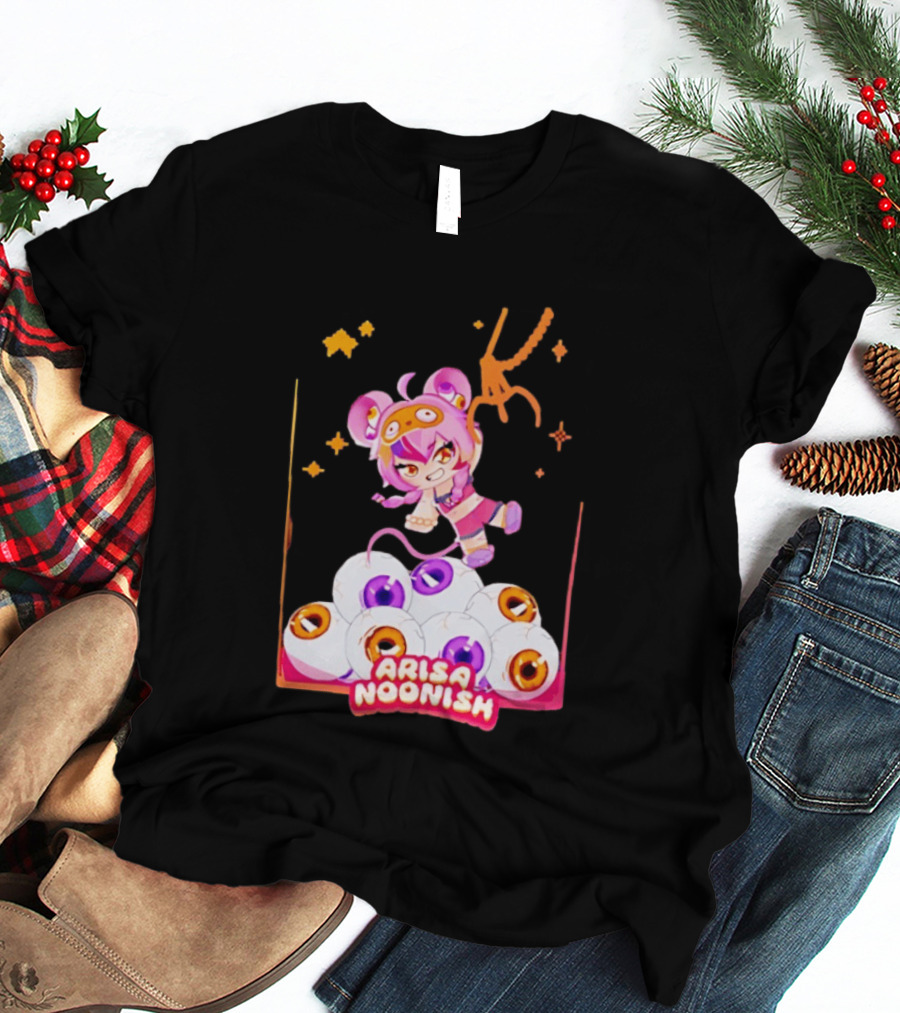 Playful Arisa Noonish With Seven Eyes Anime Character And Stars T-Shirt