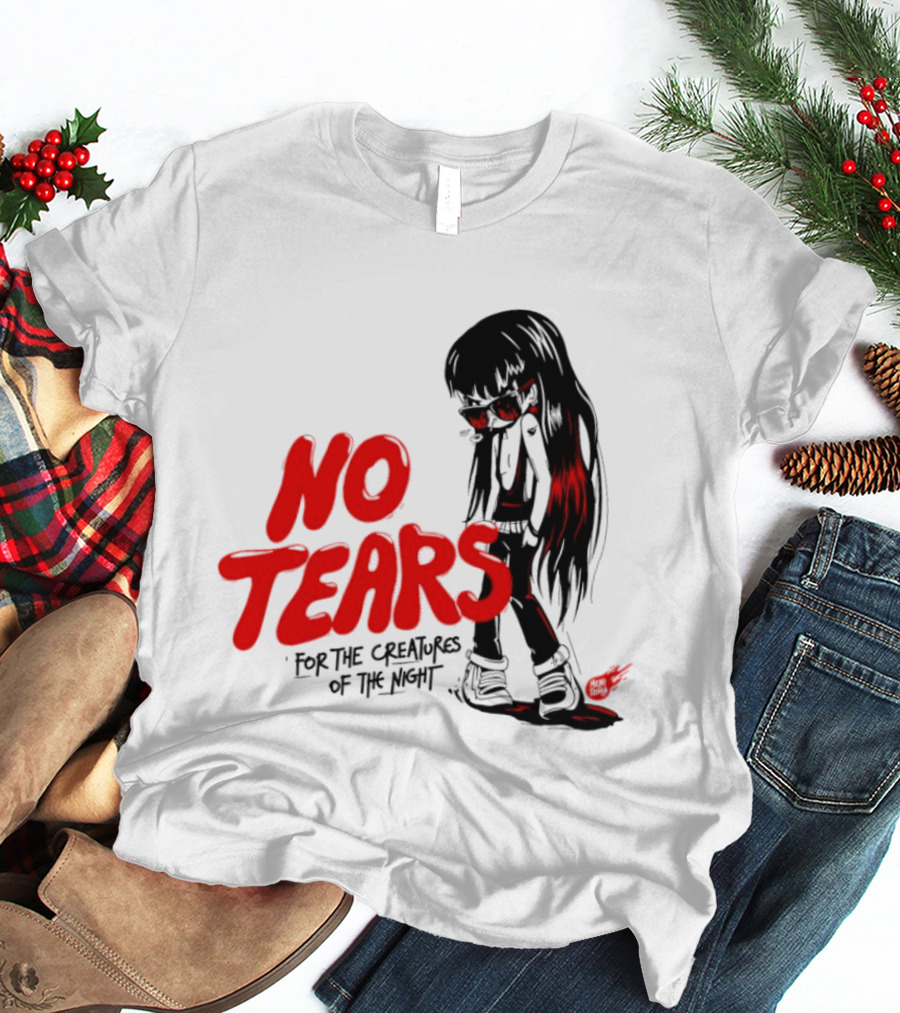 No Tears For The Creatures Of The Night Anime Gothic Style With Red Highlights T-Shirt