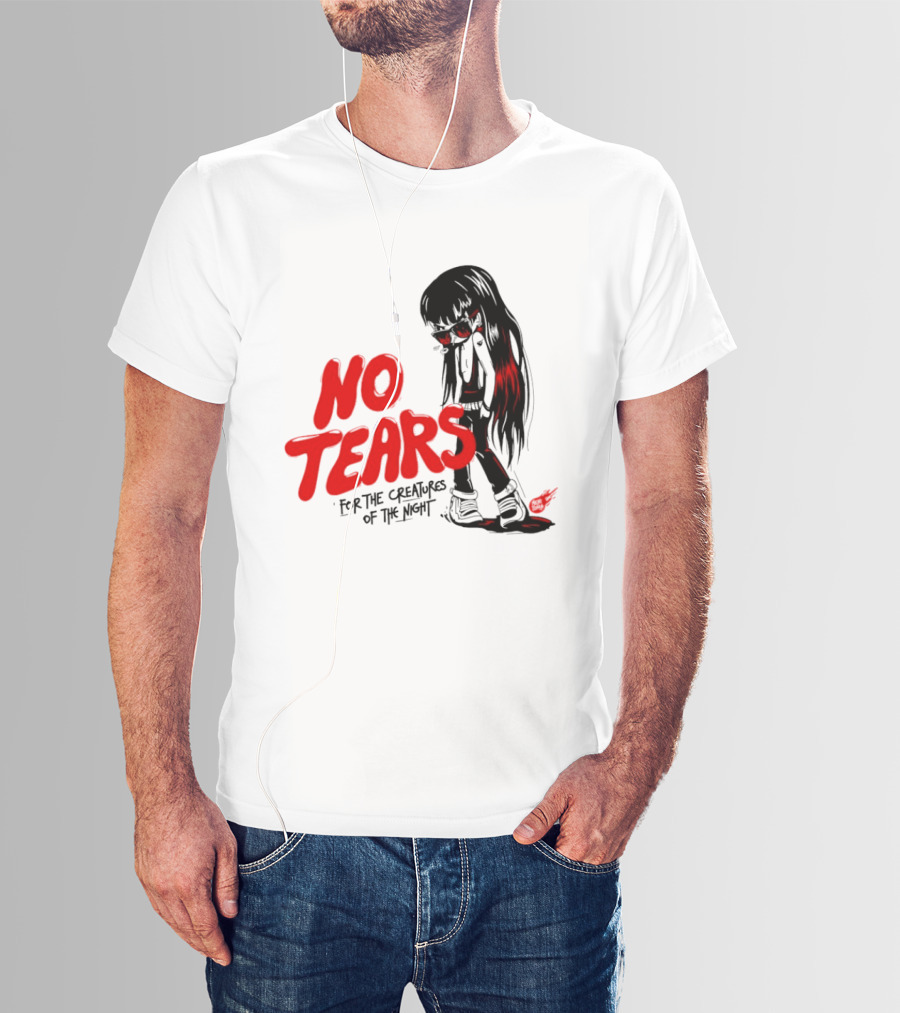 No Tears For The Creatures Of The Night Anime Gothic Style With Red Highlights T-Shirt