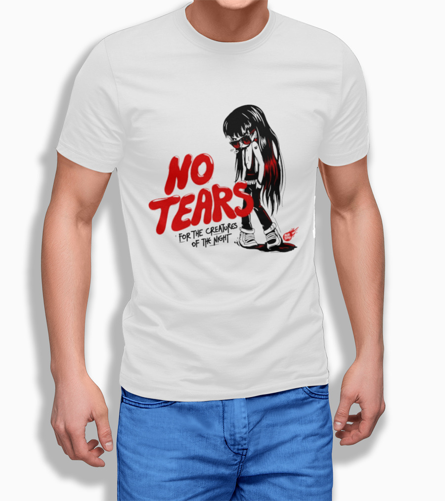 No Tears For The Creatures Of The Night Anime Gothic Style With Red Highlights T-Shirt