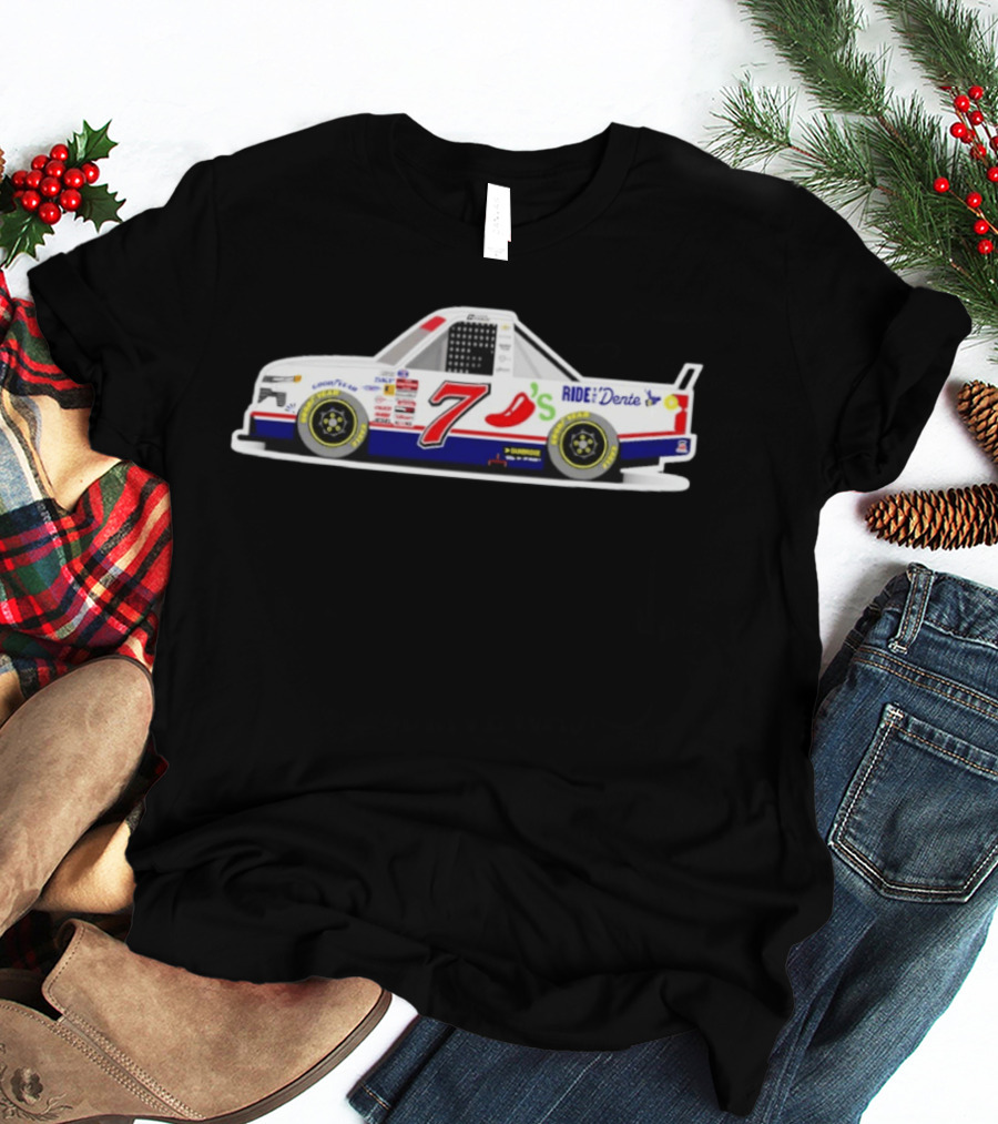 2025 Nascar Carson Hocevar Ride Den Te Chilis 7 Racing Truck T-Shirt