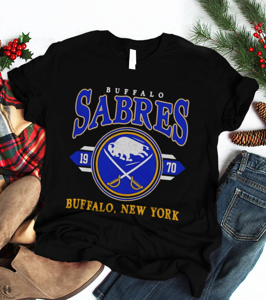 Buffalo Sabres 1970 Hockey Buffalo New York NHL Vintage Blue Gold T-Shirt