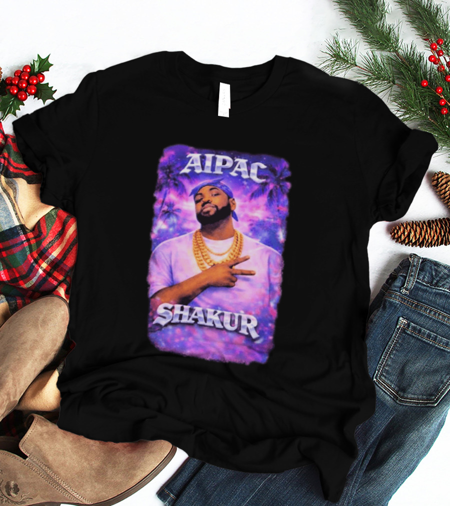 Aipac Shakur Bandana Chains Purple T-Shirt
