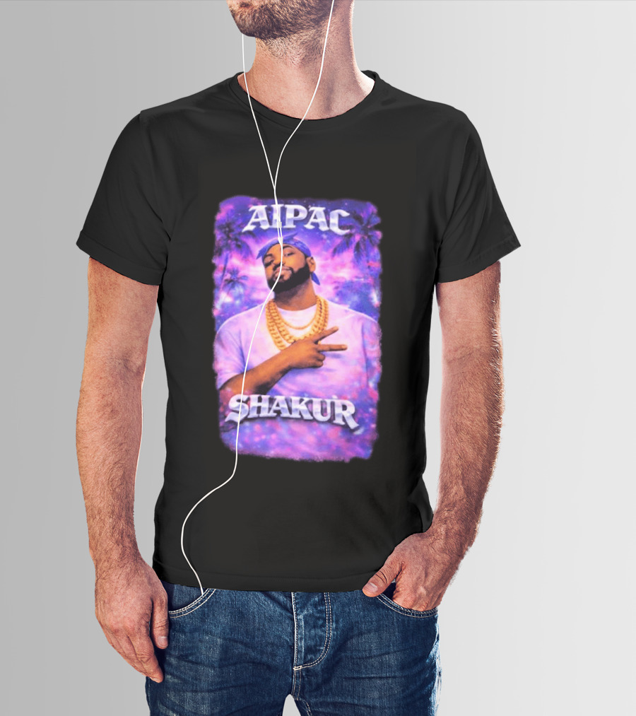 Aipac Shakur Bandana Chains Purple T-Shirt
