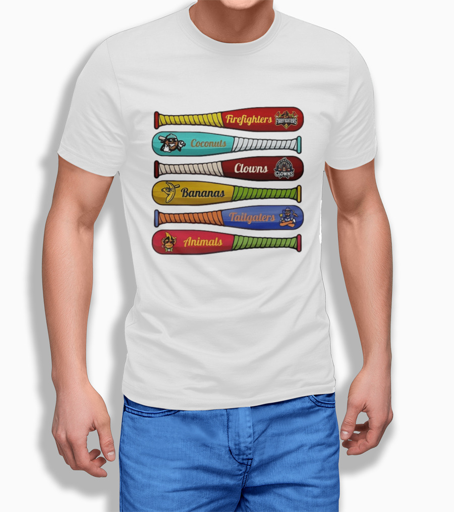 Firefighters Coconuts Clowns Bananas Tailgaters Animals Baseball Bats T-Shirt