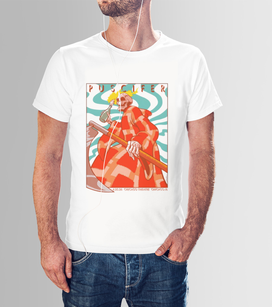 Puscifer Skeleton Art Chicago Theatre 2023 Concert Merchandise T-Shirt