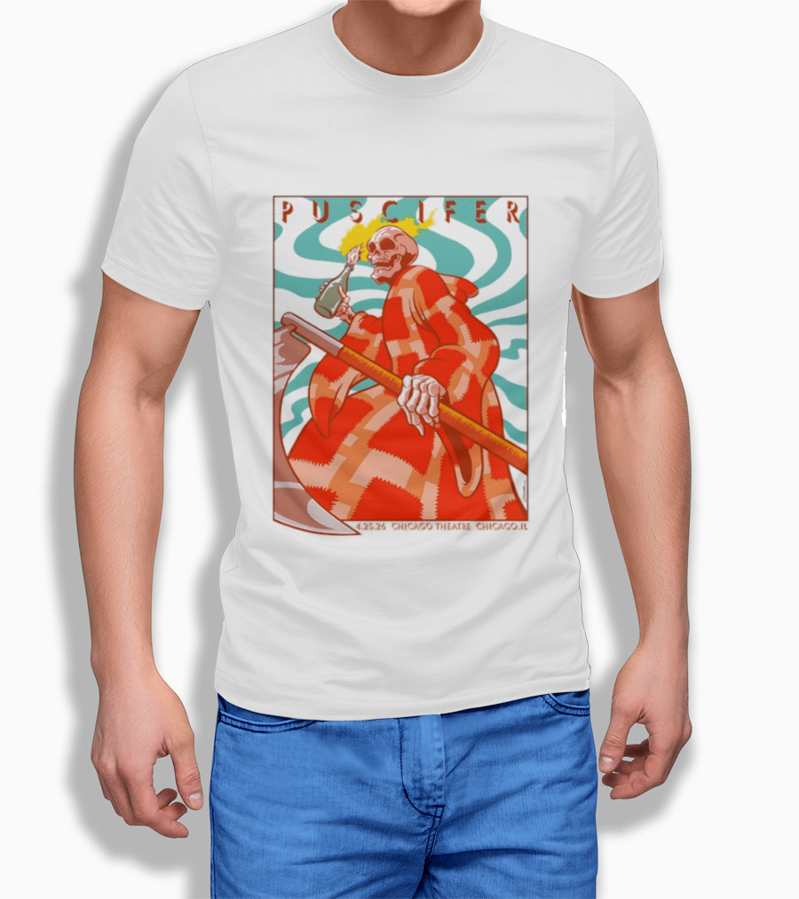 Puscifer Skeleton Art Chicago Theatre 2023 Concert Merchandise T-Shirt