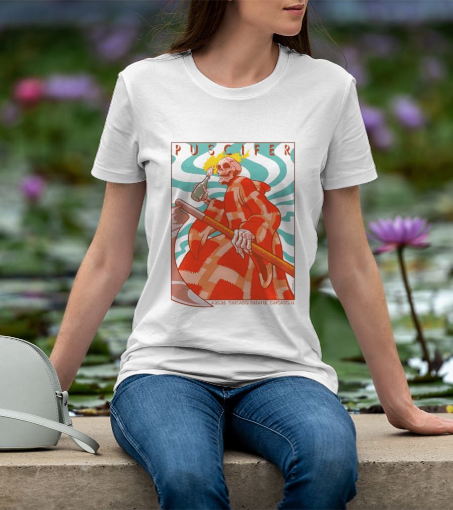 Puscifer Skeleton Art Chicago Theatre 2023 Concert Merchandise T-Shirt
