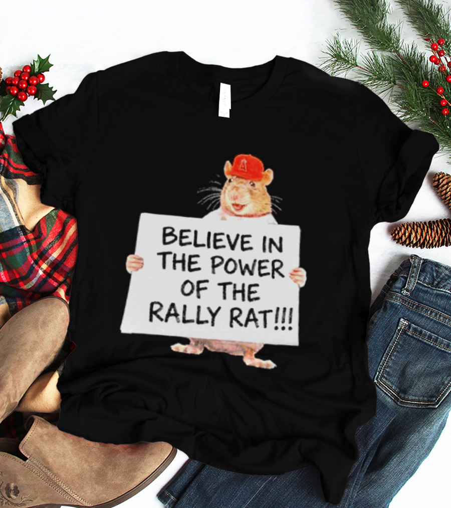 Believe In The Power Of The Rally Rat Red Cap Baseball Fan Spirit T-Shirt