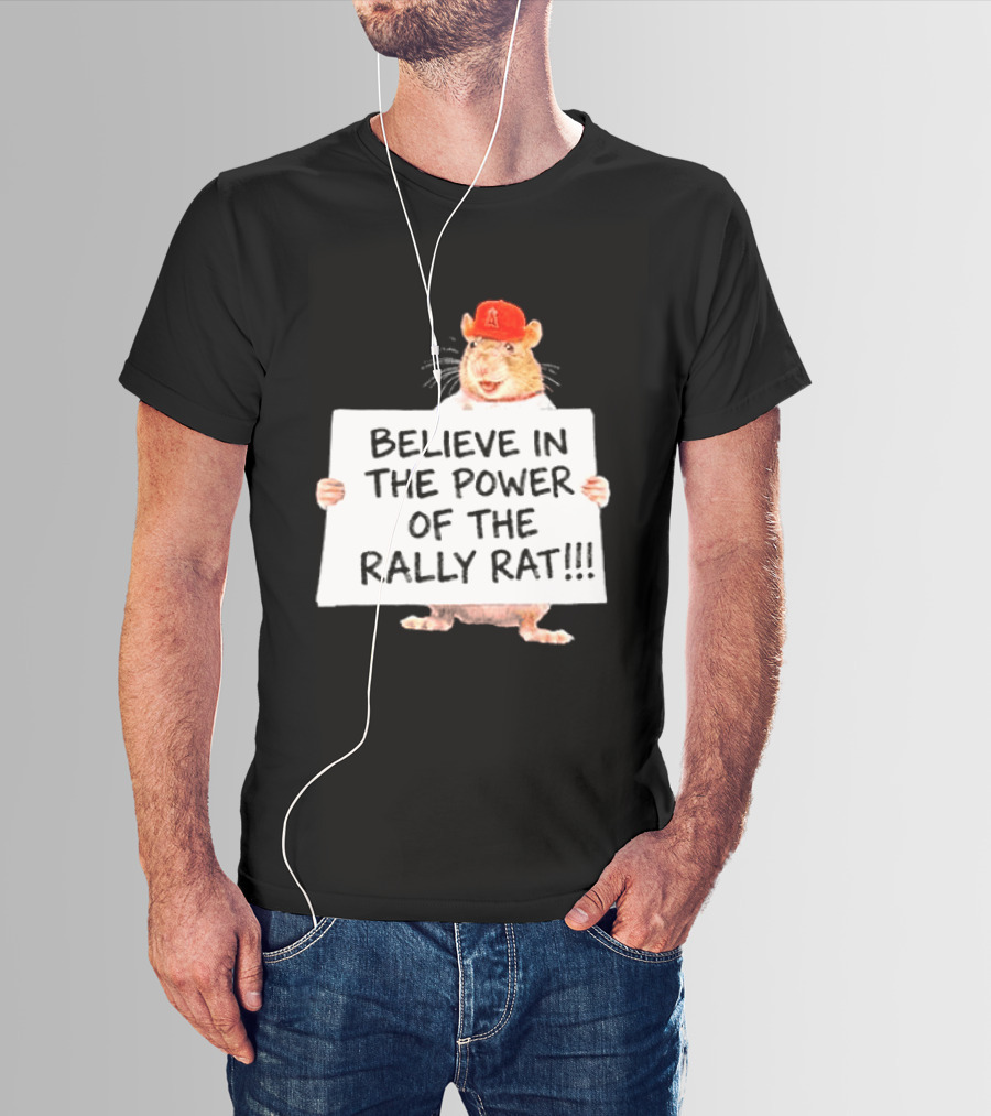 Believe In The Power Of The Rally Rat Red Cap Baseball Fan Spirit T-Shirt