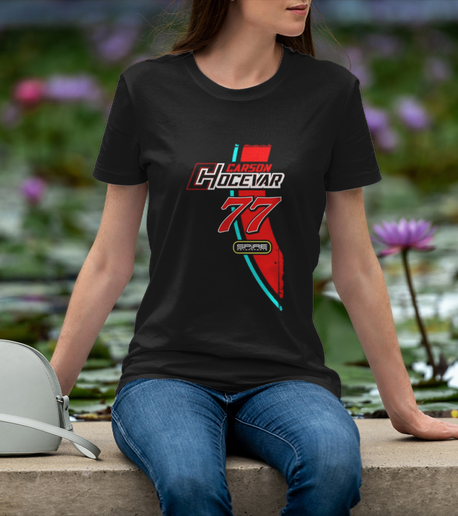 Carson Hocevar 77 Red Blue Spire Motorsports Nascar 2026 T-Shirt