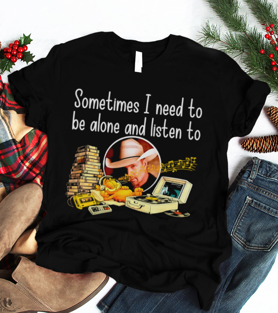 Garth Brooks Orange Cat Sometimes I Need To Be Alone And Listen To Music Retro Stack T-Shirt