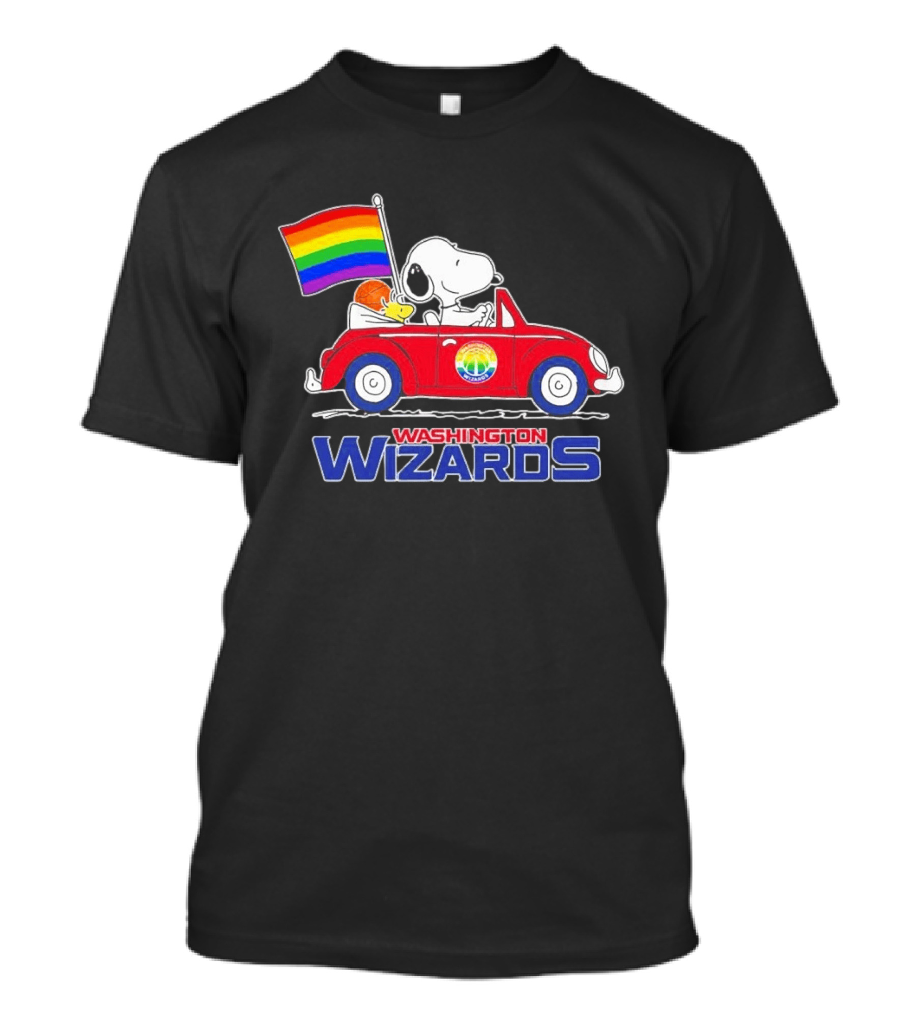 Washington Wizards Snoopy Woodstock Rainbow Pride Car T-Shirt