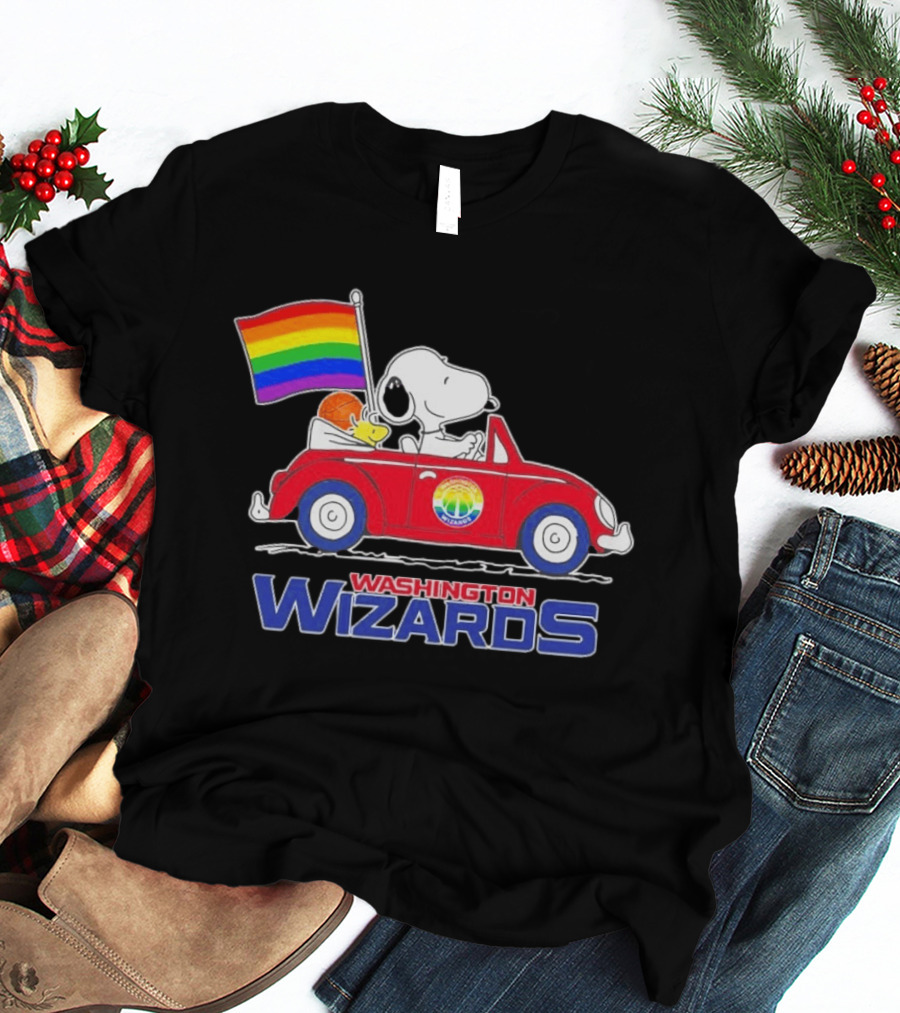 Washington Wizards Snoopy Woodstock Rainbow Pride Car T-Shirt