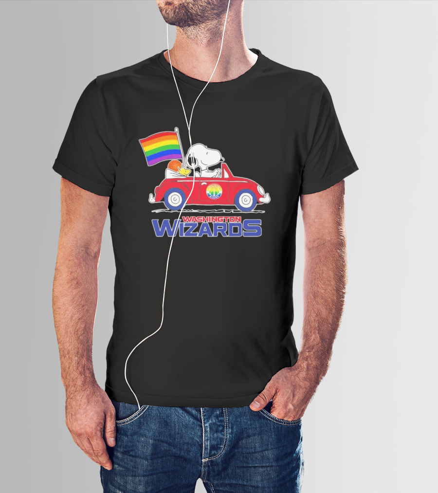 Washington Wizards Snoopy Woodstock Rainbow Pride Car T-Shirt