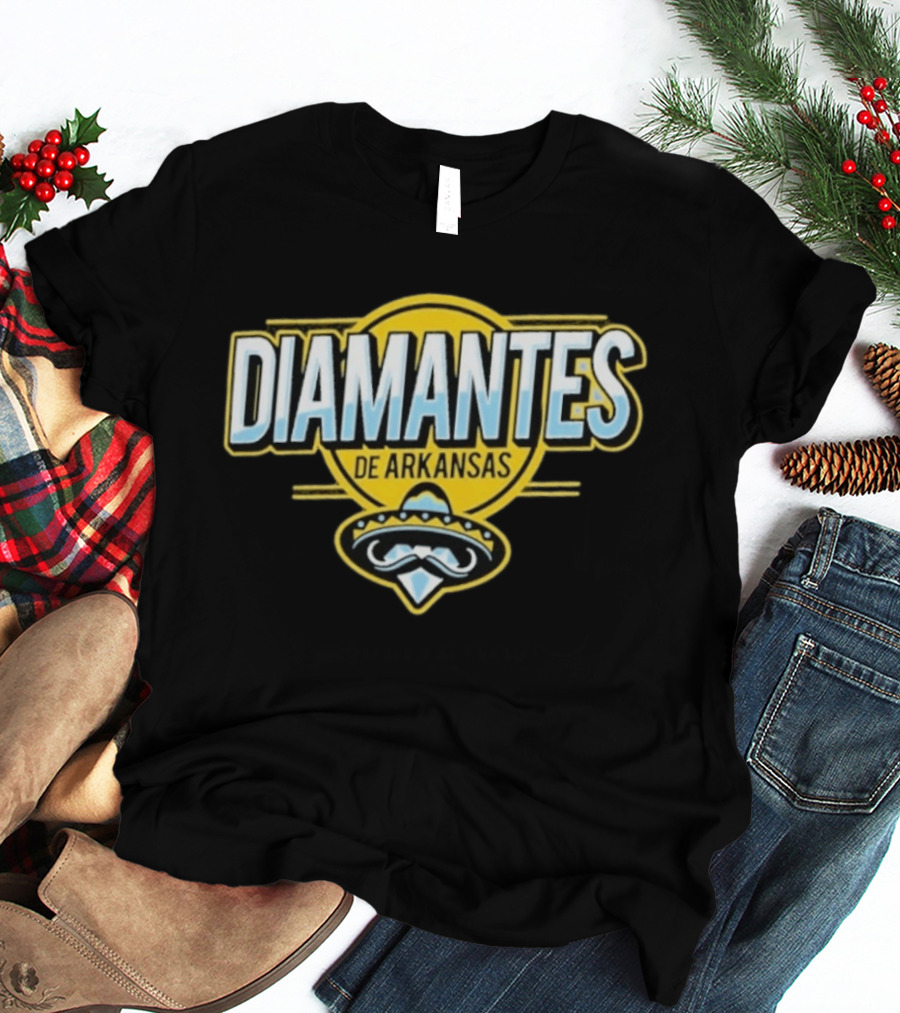 Diamantes De Arkansas Travelers Baseball Team Mustache T-Shirt