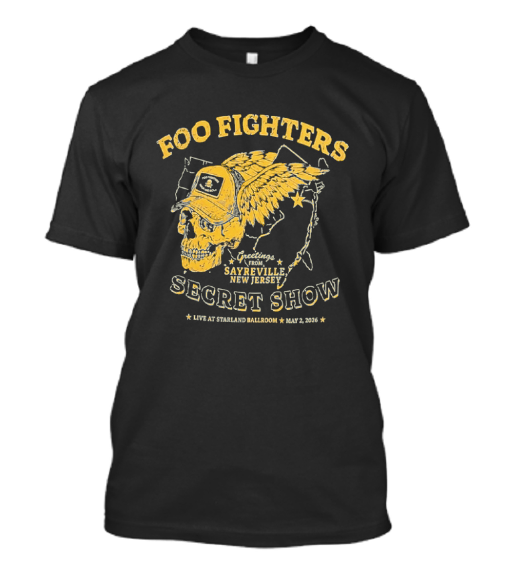Foo Fighters Sayreville New Jersey 2026 Secret Show Winged Skull Starland Ballroom May 2 T-Shirt