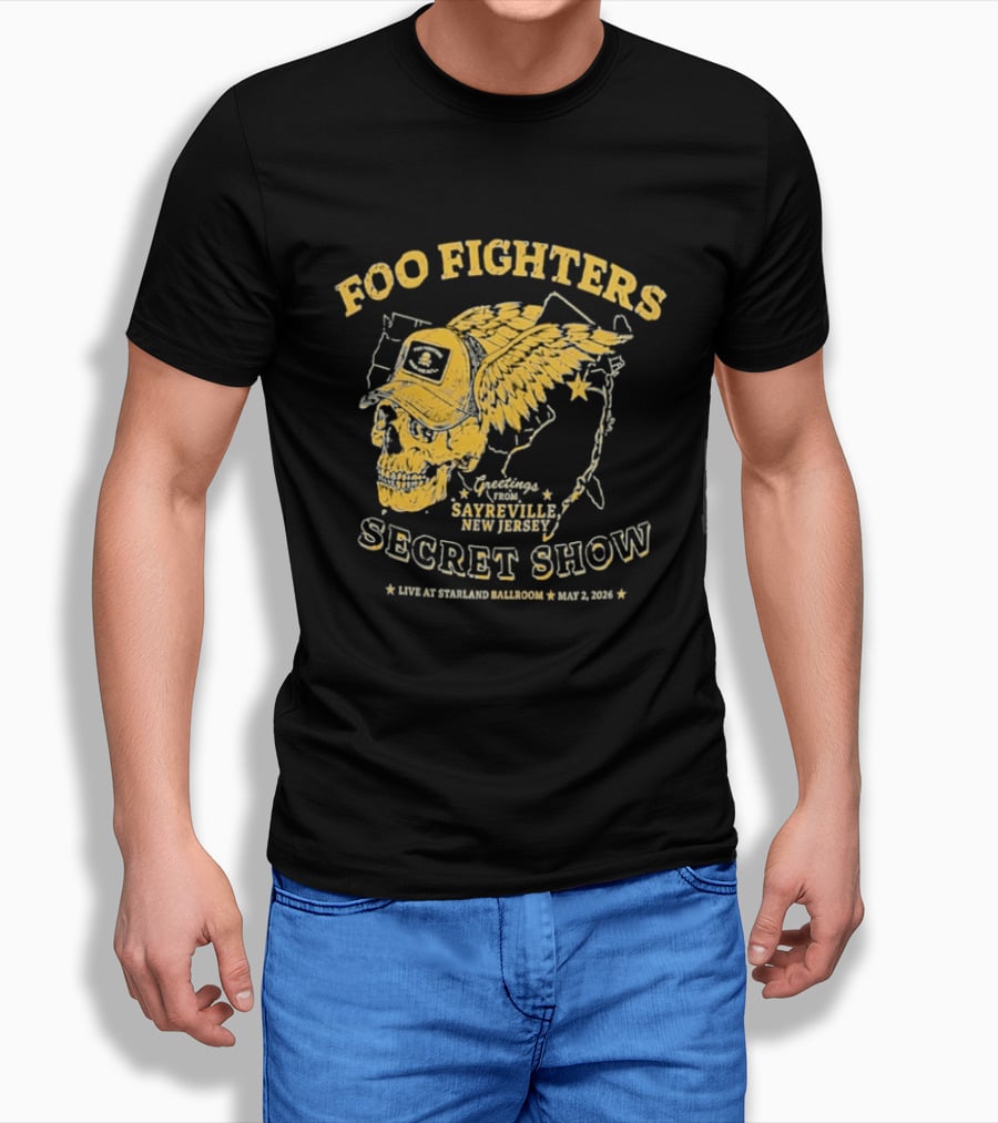 Foo Fighters Sayreville New Jersey 2026 Secret Show Winged Skull Starland Ballroom May 2 T-Shirt